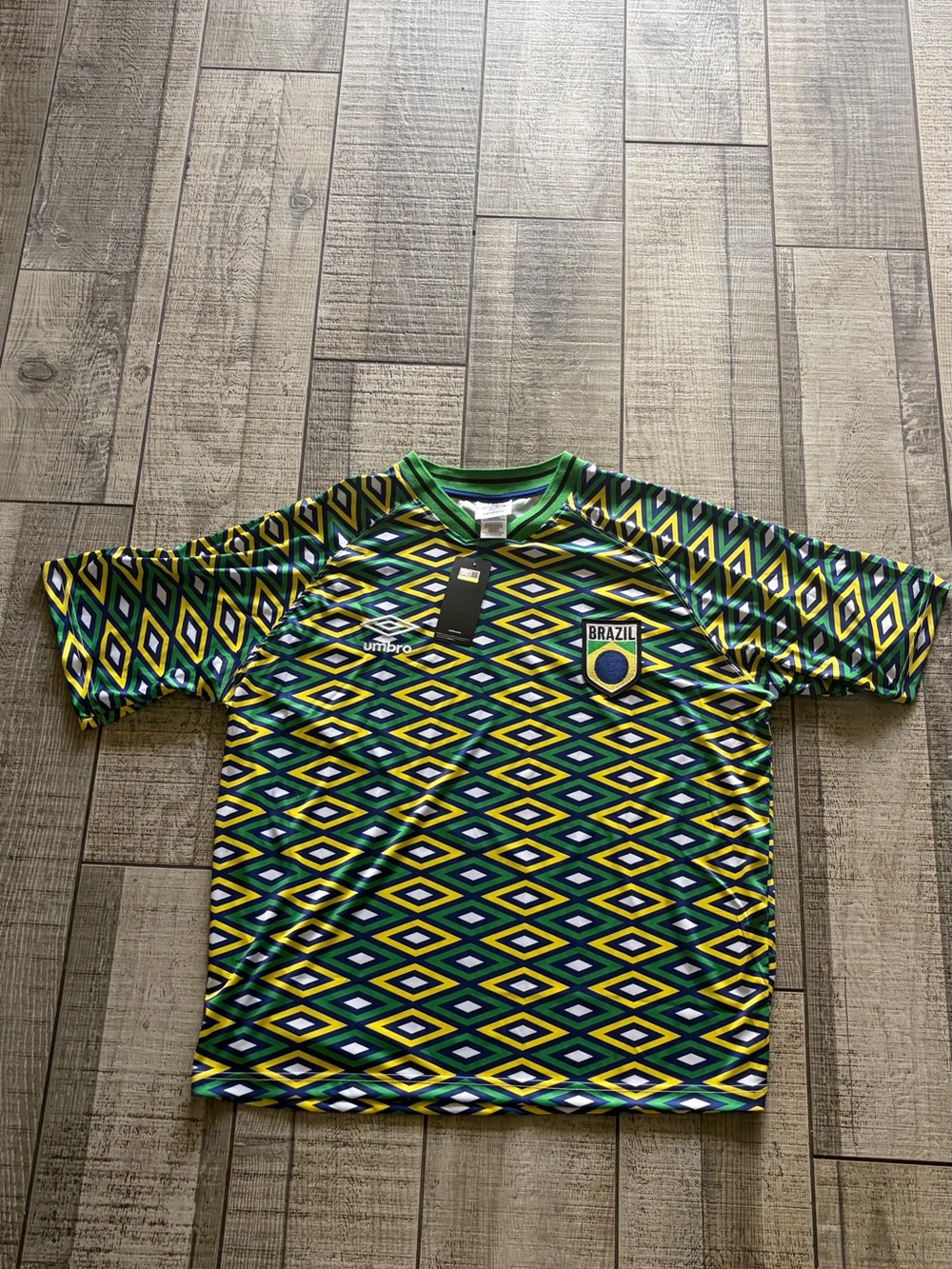Umbro Brazil Soccer National Team Jersey Green Yellow Blue White Mens Size Large